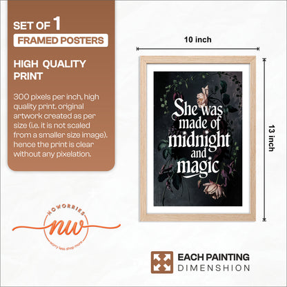 "She Was Made of Midnight and Magic" Quote Framed Print