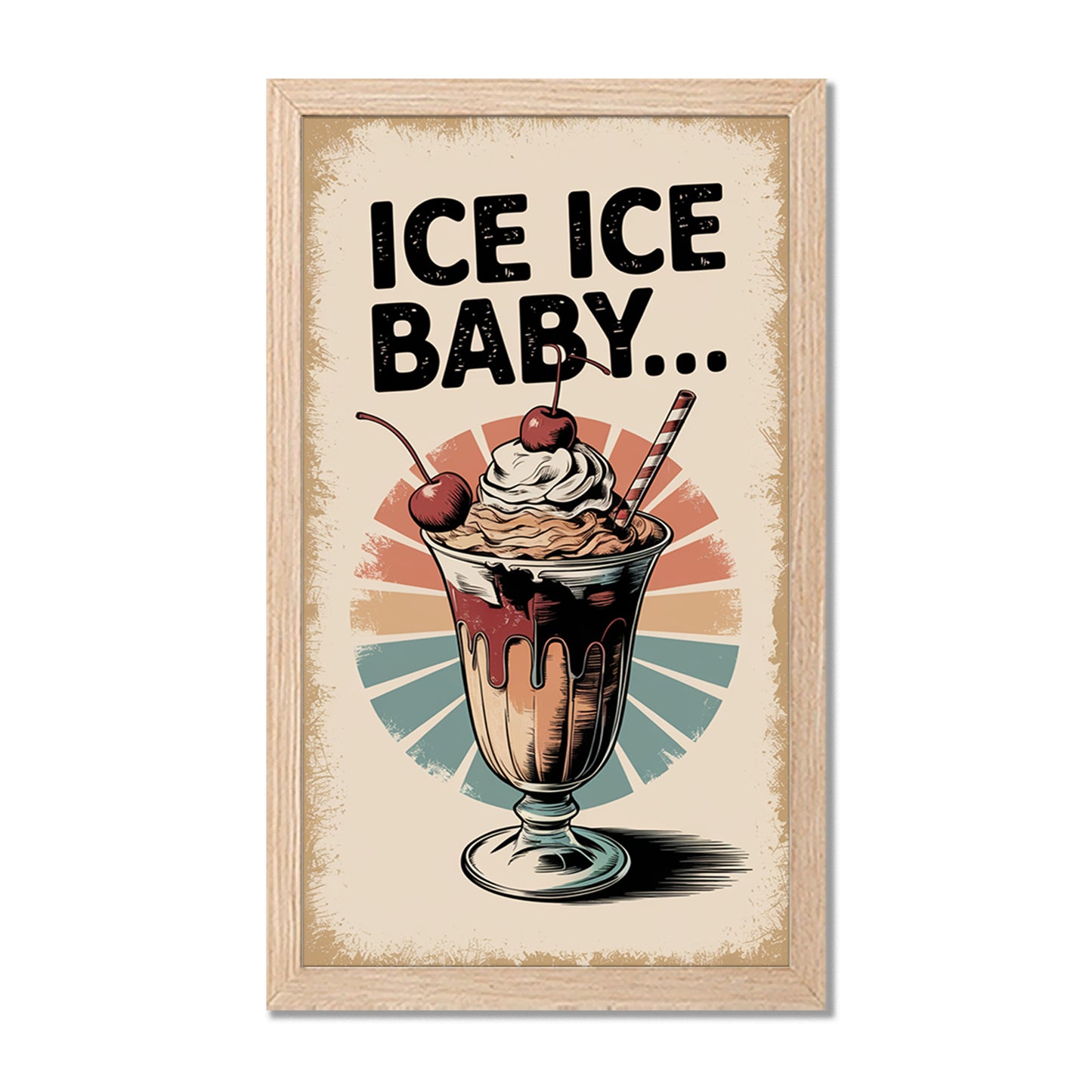 Retro Ice Cream Sundae Wall Frame