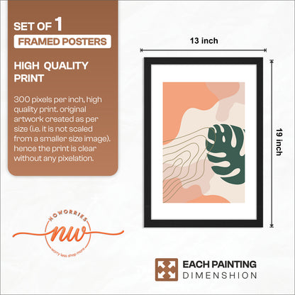 Abstract Monstera Leaf Wall Frame – Set of 1