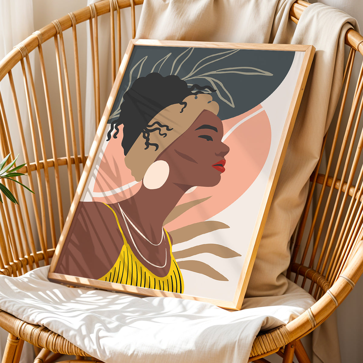 Modern Abstract African Woman Framed Wall Art