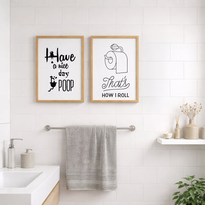No Selfies in the Bathroom Wall Art Set of 2