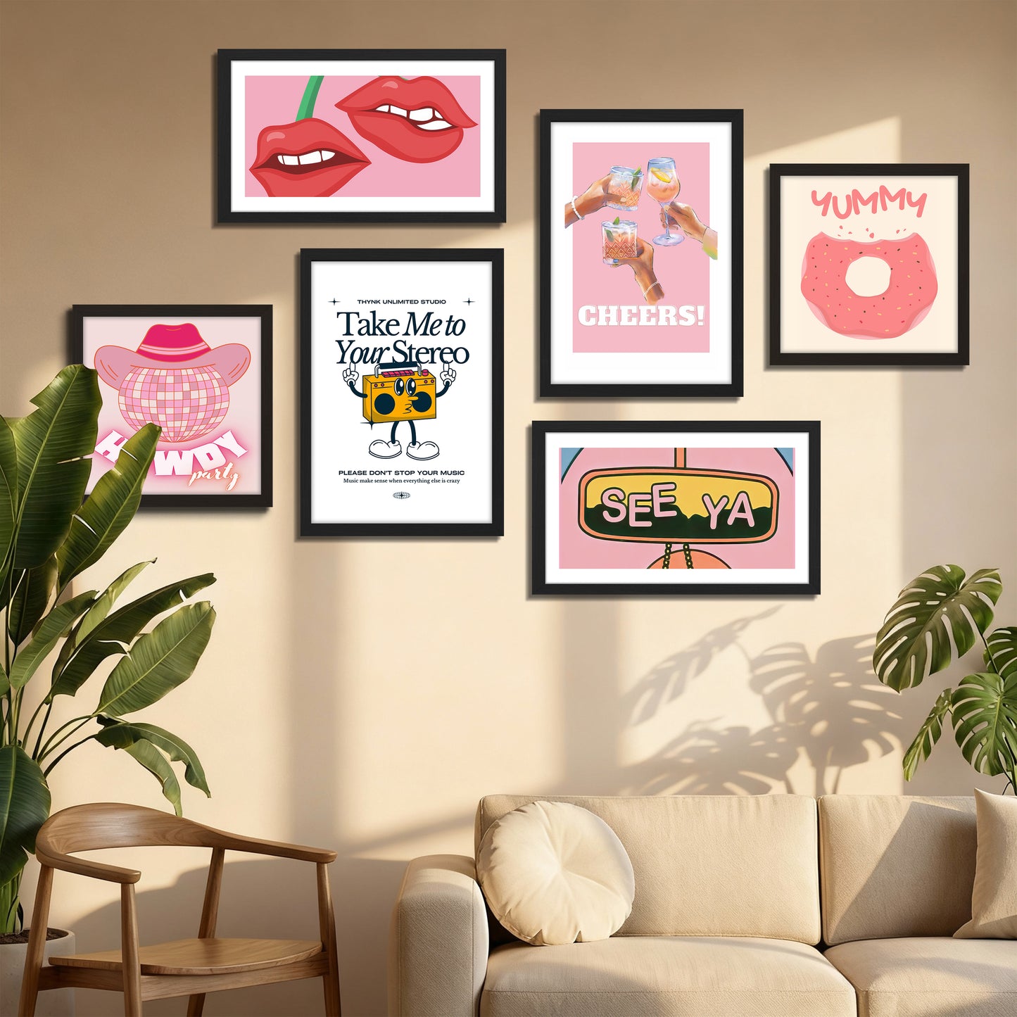 Bubblegum Wall Art Set of 6