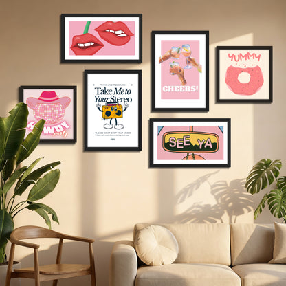 Bubblegum Wall Art Set of 6