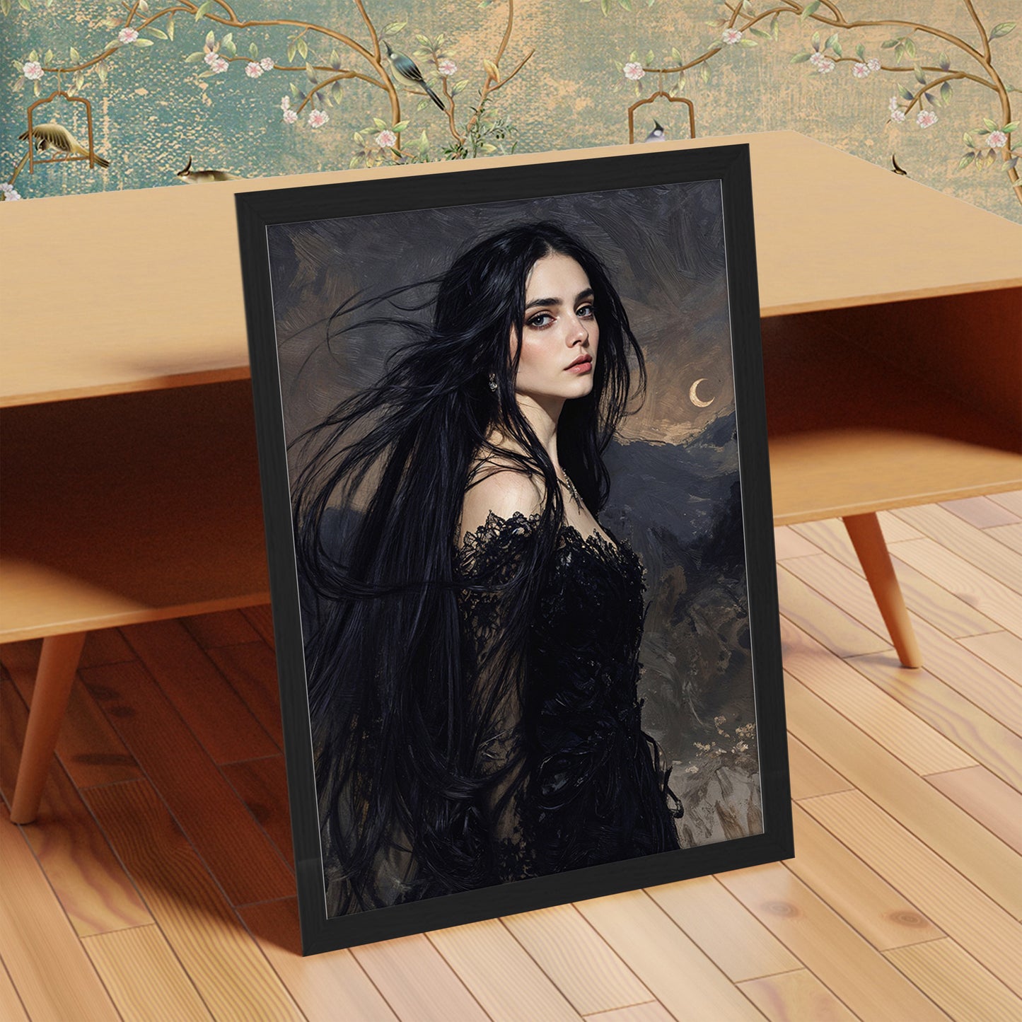 Mystic Dark Beauty Portrait Framed Wall Poster