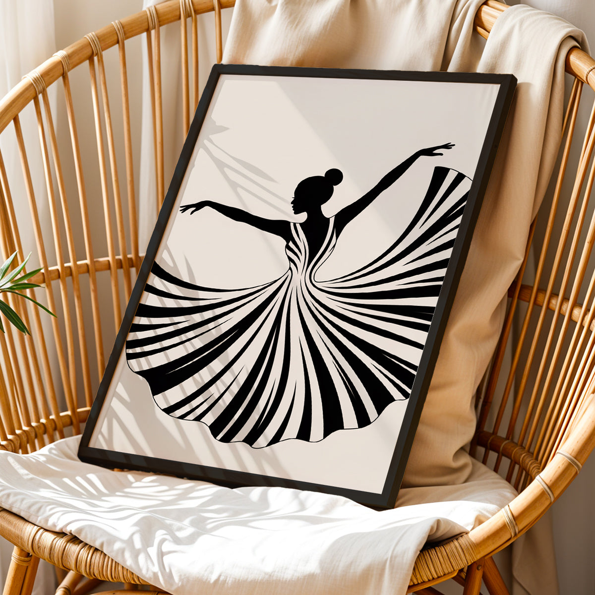 Elegant Ballet Silhouette Framed Wall Art Print