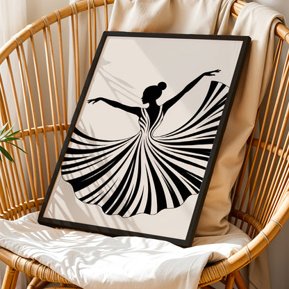 Elegant Ballet Silhouette Framed Wall Art Print