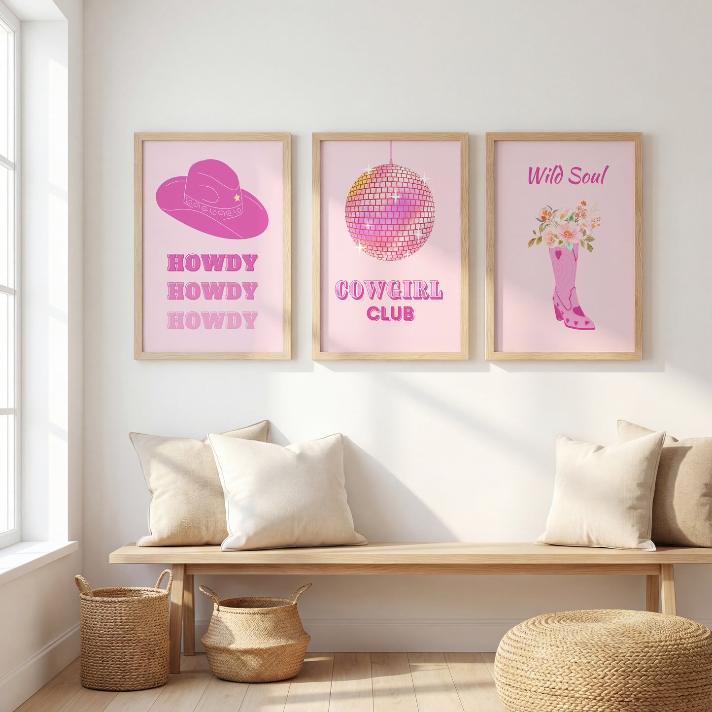 Cowgirl Club Pink Western Wall Art Set