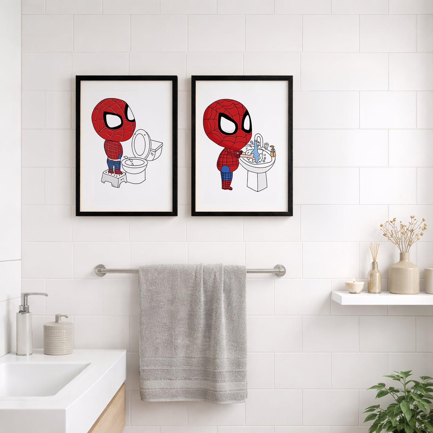 Spider-Man Bathroom Wall Frames Set of 2