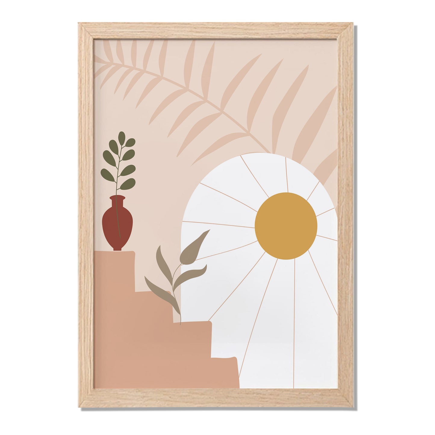 Boho Sunrise Botanical Wall Frame – Set of 1