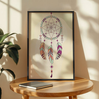 Boho Dreamcatcher Minimalist Framed Poster