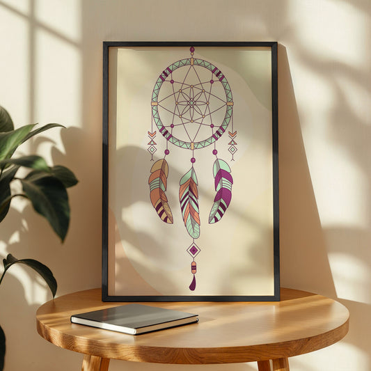 Boho Dreamcatcher Minimalist Framed Poster