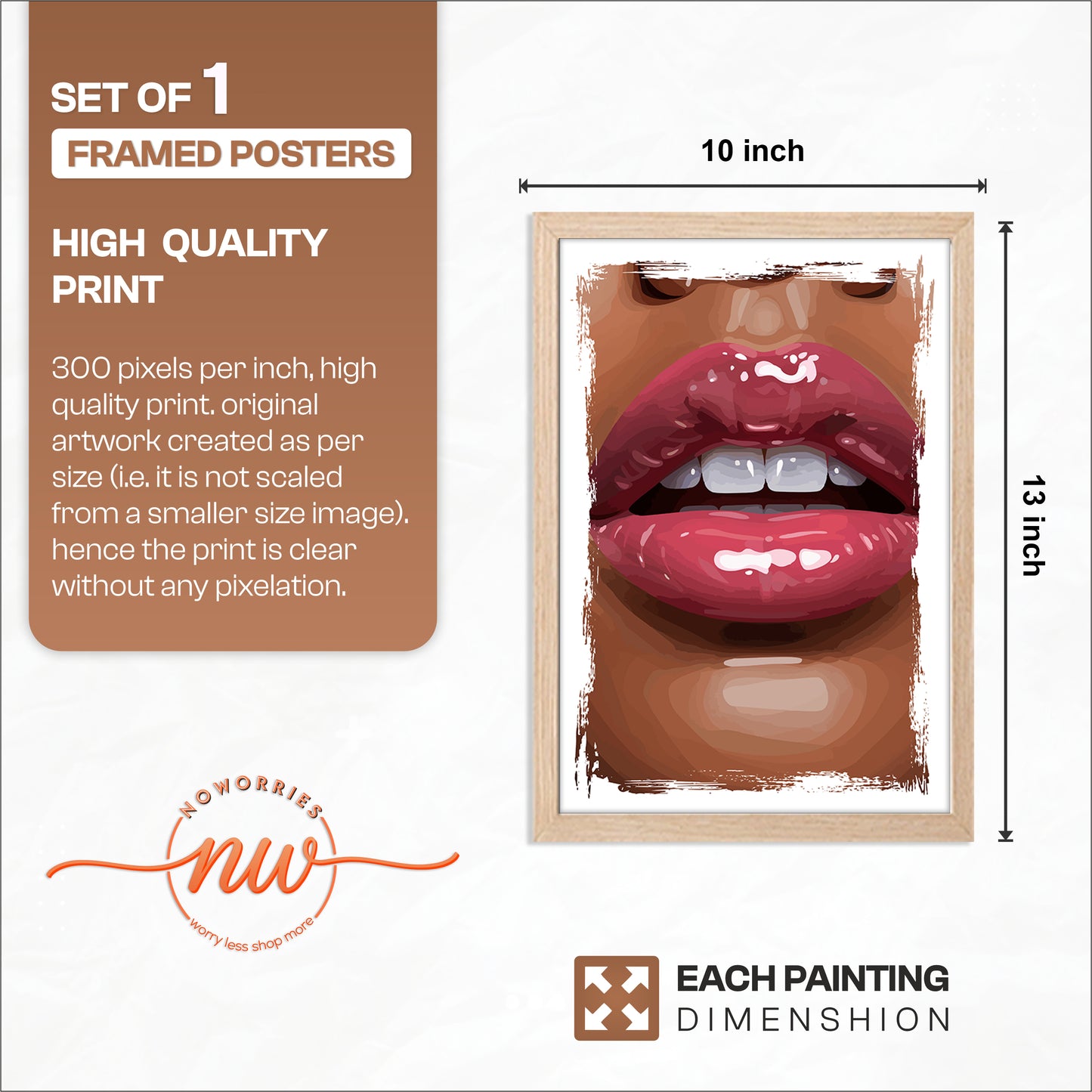 Glossy Lips Pop Art Framed Wall Decor