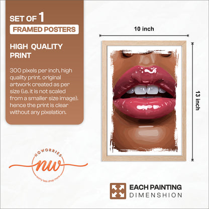 Glossy Lips Pop Art Framed Wall Decor