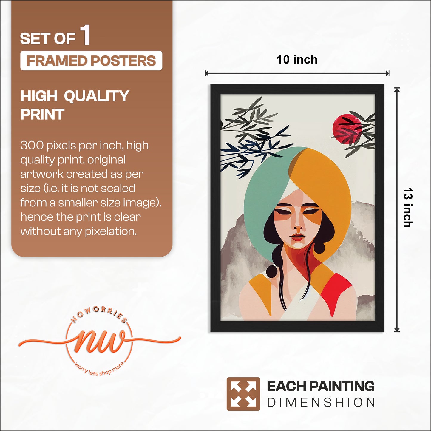 Modern Abstract Woman Portrait Framed Wall Decor