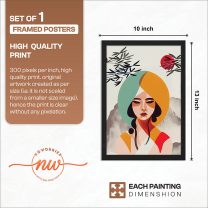 Modern Abstract Woman Portrait Framed Wall Decor