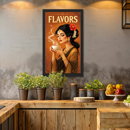 Flavors Tea Lady Art Wall Frame Set of 1