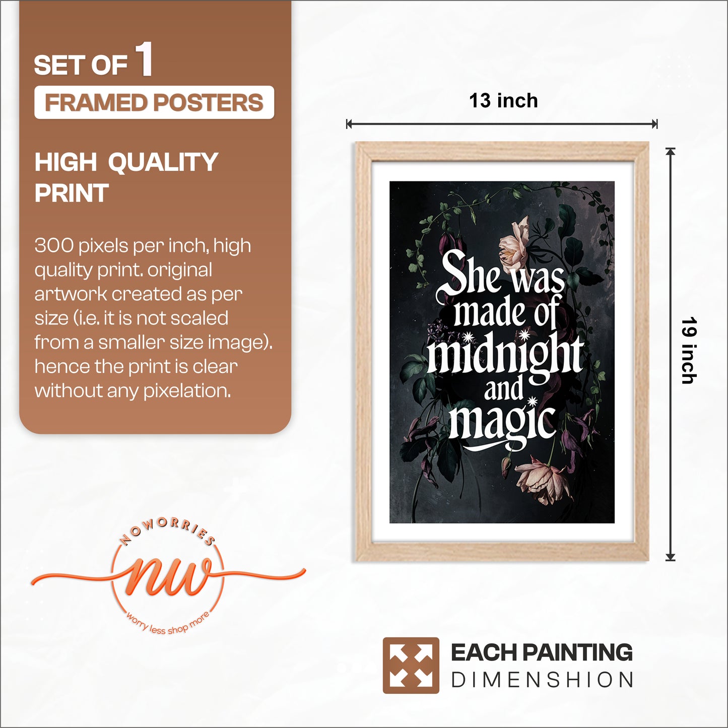 "She Was Made of Midnight and Magic" Quote Framed Print