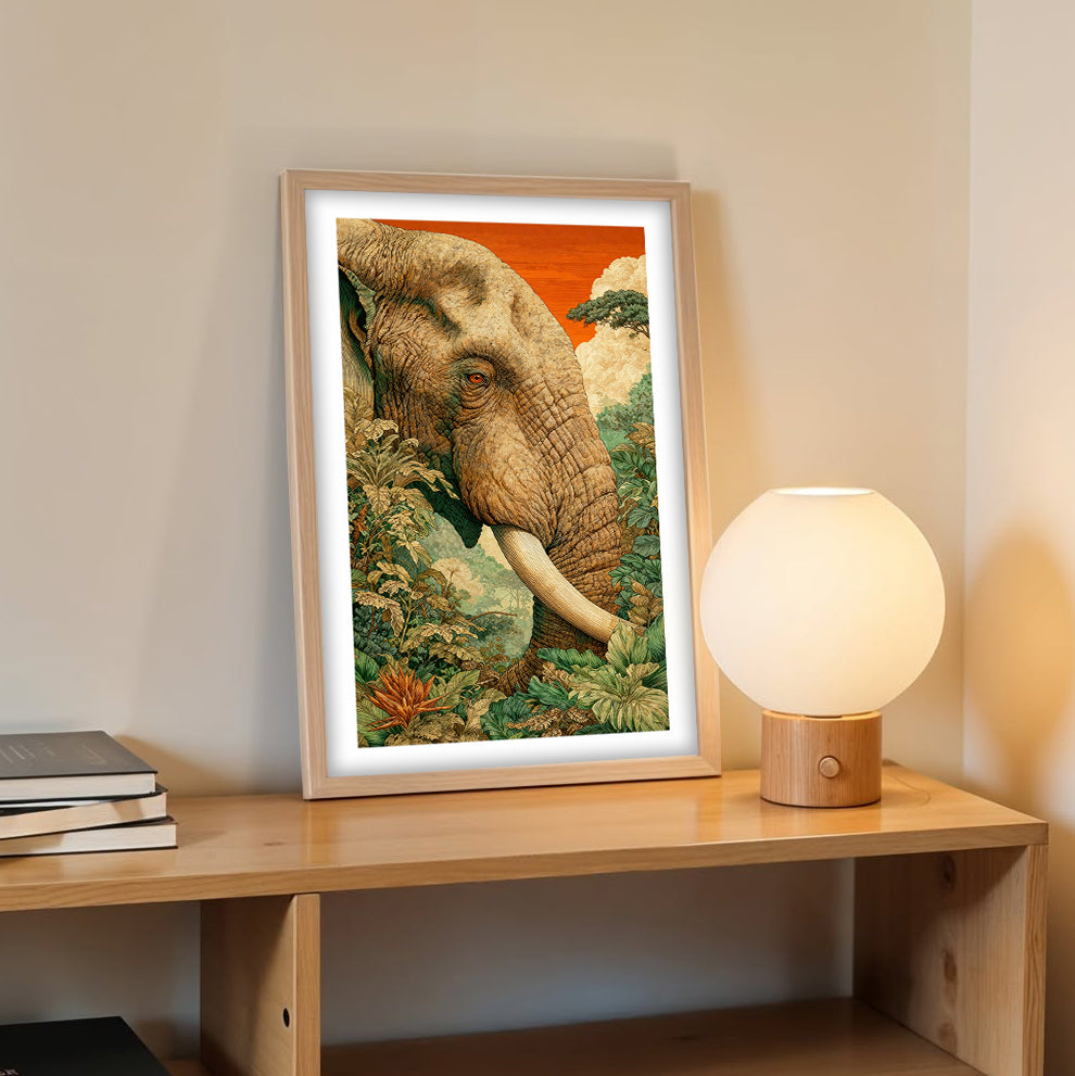 Majestic Elephant Portrait Wall Frame