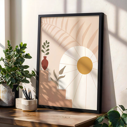 Boho Sunrise Botanical Wall Frame – Set of 1