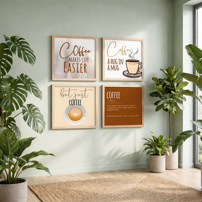 Minimalist Coffee Quotes Wall Art Set of 4