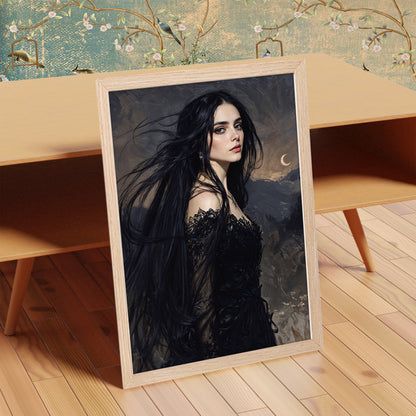 Mystic Dark Beauty Portrait Framed Wall Poster
