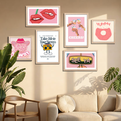 Bubblegum Wall Art Set of 6