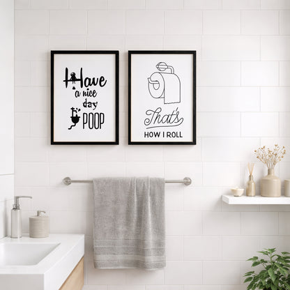 No Selfies in the Bathroom Wall Art Set of 2