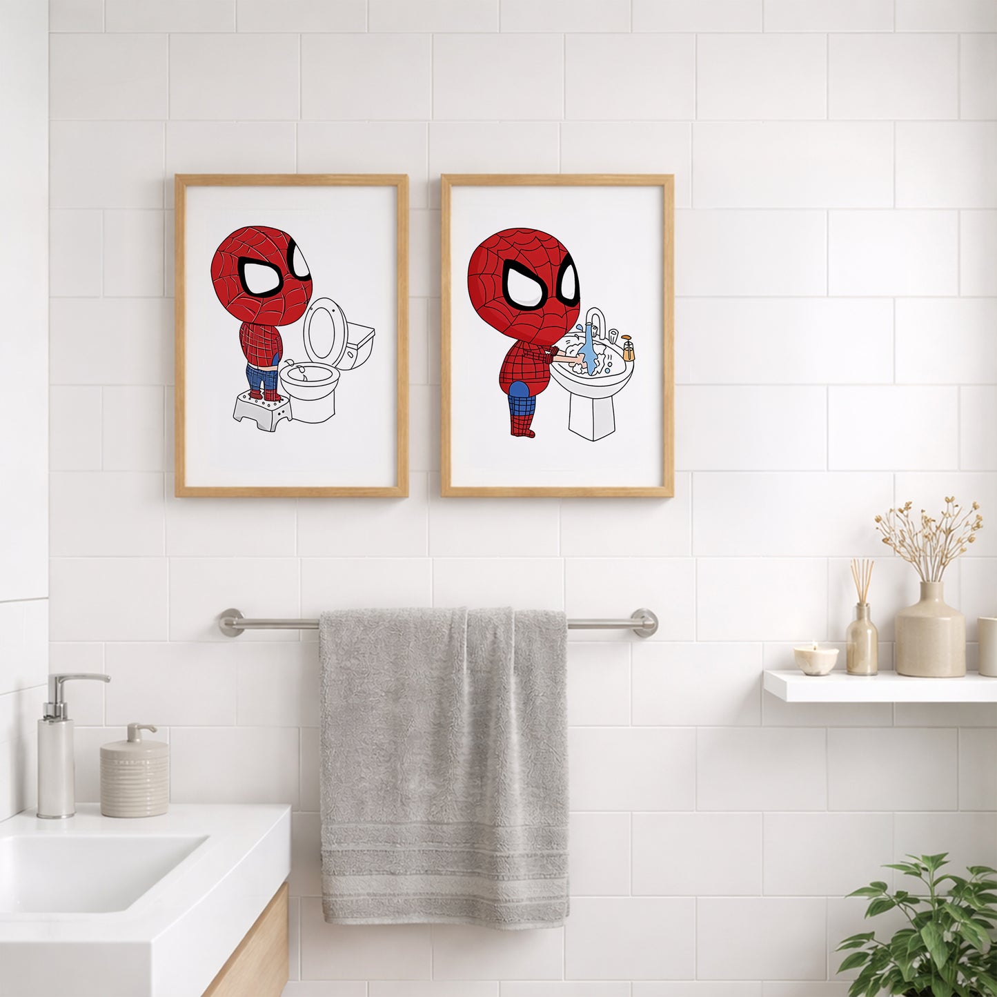 Spider-Man Bathroom Wall Frames Set of 2