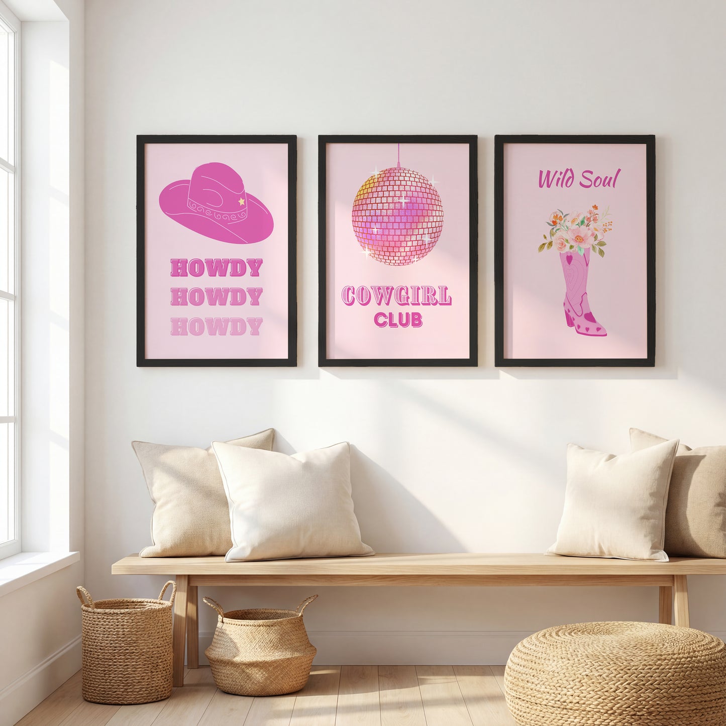 Cowgirl Club Pink Western Wall Art Set