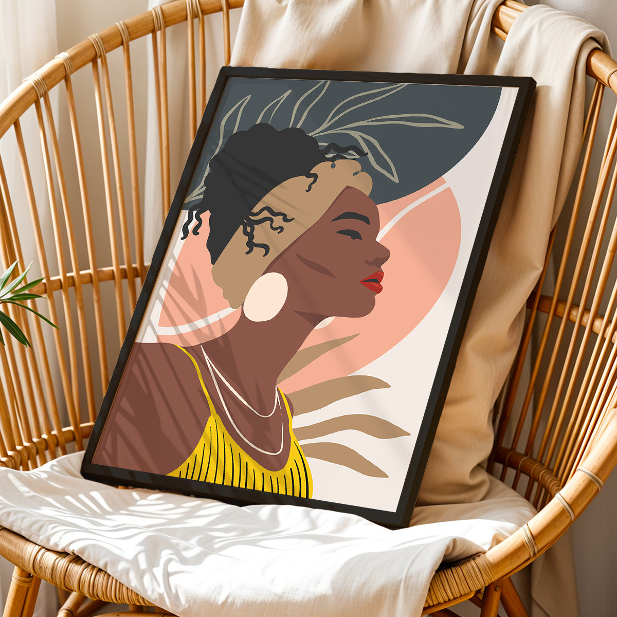 Modern Abstract African Woman Framed Wall Art