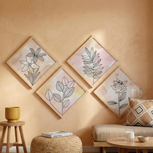 Pastel Floral Wall Frame Set of 4