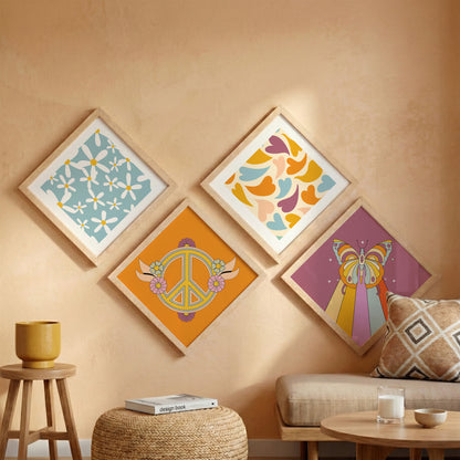 Retro Boho Wall Frames Set of 4