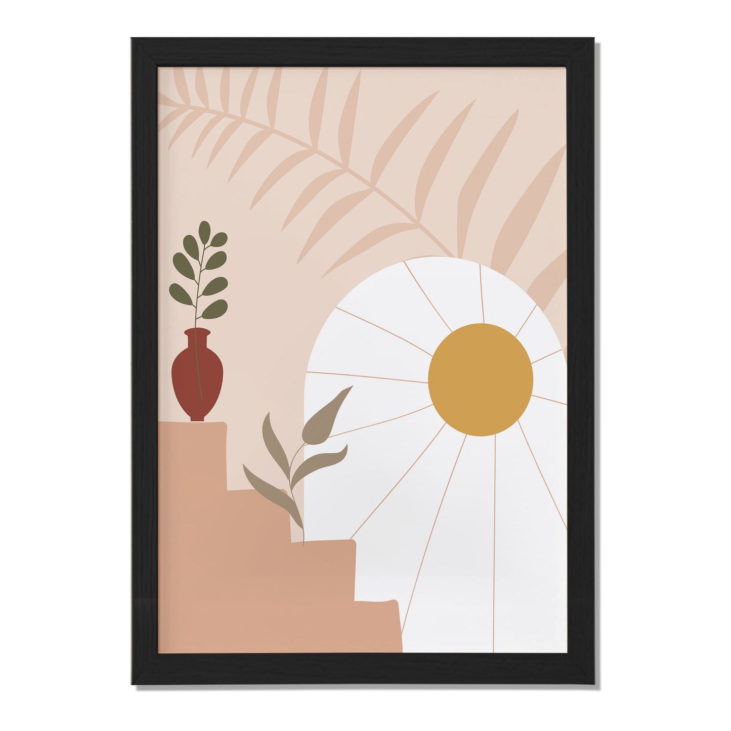 Boho Sunrise Botanical Wall Frame – Set of 1