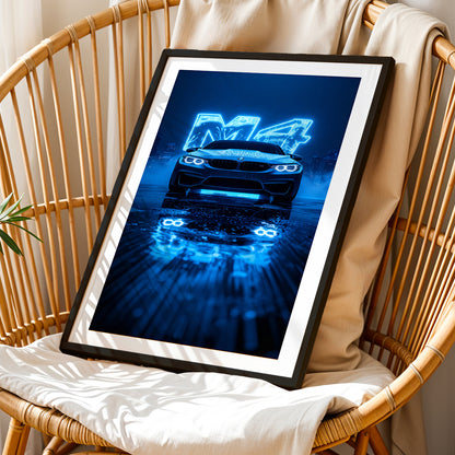 BMW M4 Neon Nights Wall Frame