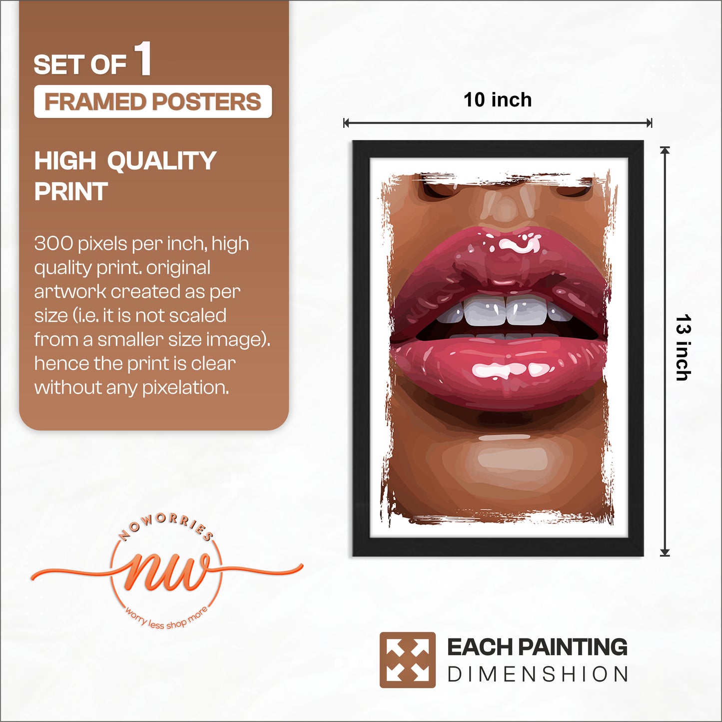 Glossy Lips Pop Art Framed Wall Decor