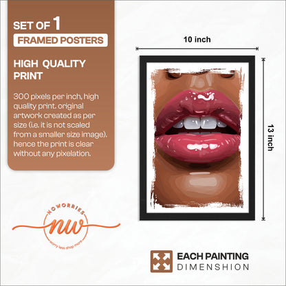Glossy Lips Pop Art Framed Wall Decor