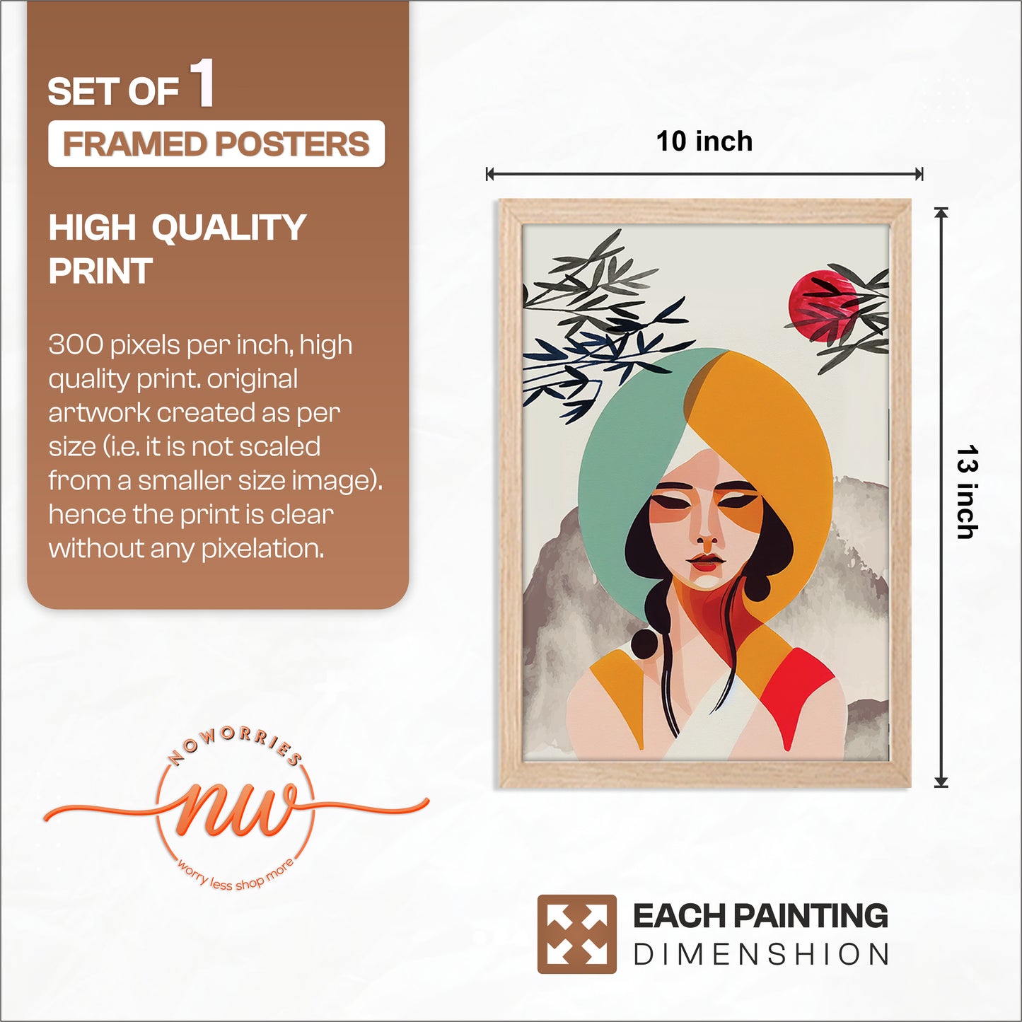 Modern Abstract Woman Portrait Framed Wall Decor