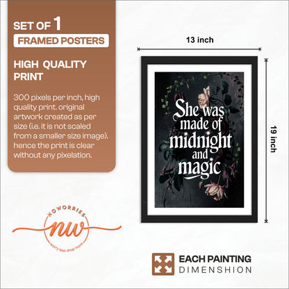 "She Was Made of Midnight and Magic" Quote Framed Print