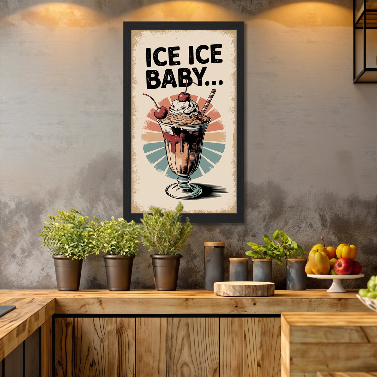 Retro Ice Cream Sundae Wall Frame