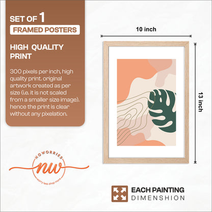 Abstract Monstera Leaf Wall Frame – Set of 1