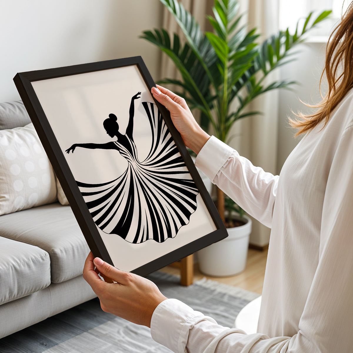 Elegant Ballet Silhouette Framed Wall Art Print