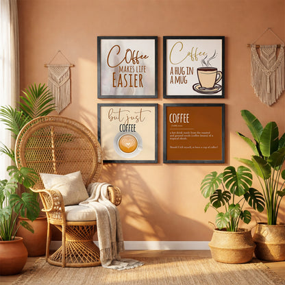 Minimalist Coffee Quotes Wall Art Set of 4