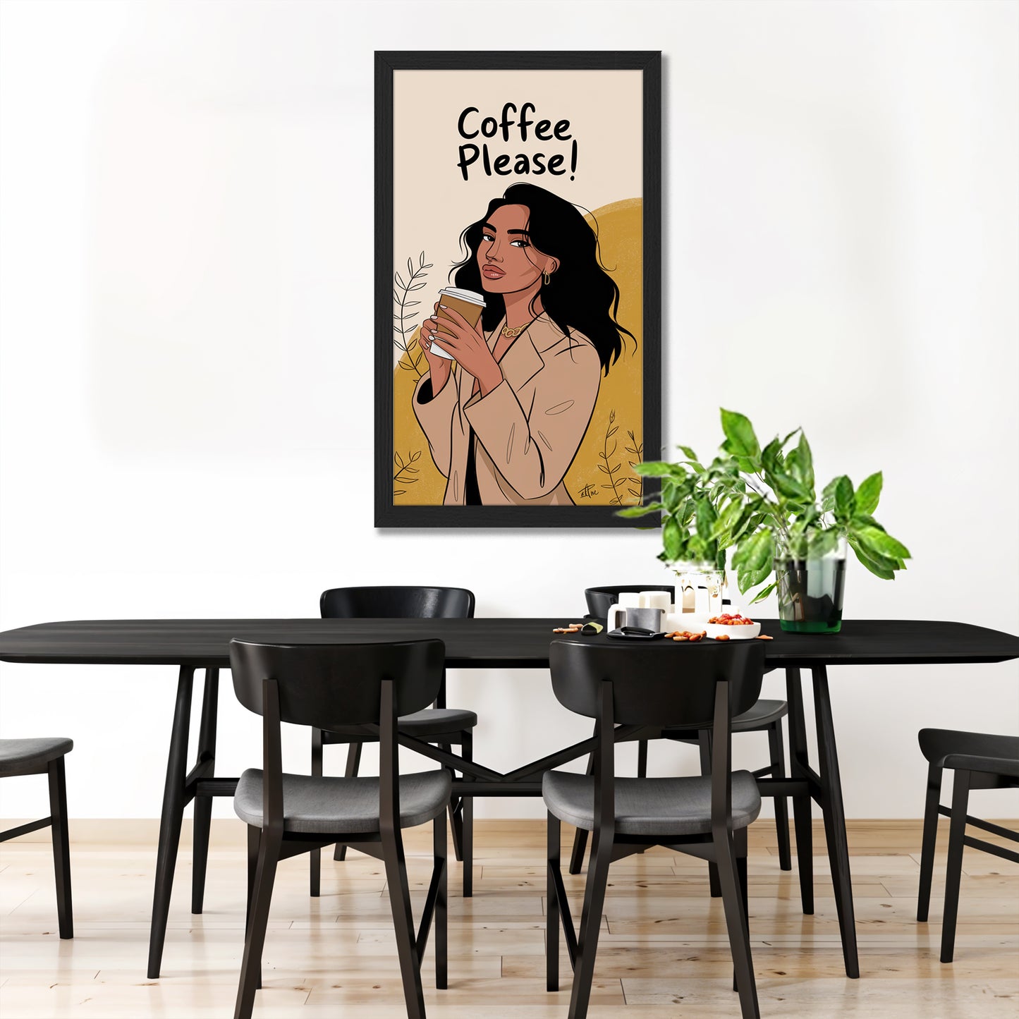 Modern Coffee Girl Illustration