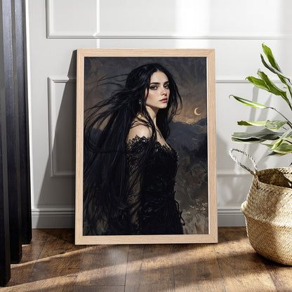 Mystic Dark Beauty Portrait Framed Wall Poster
