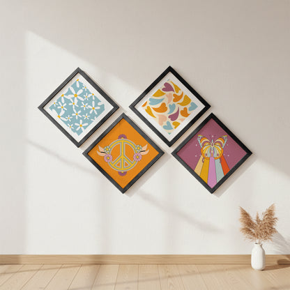 Retro Boho Wall Frames Set of 4