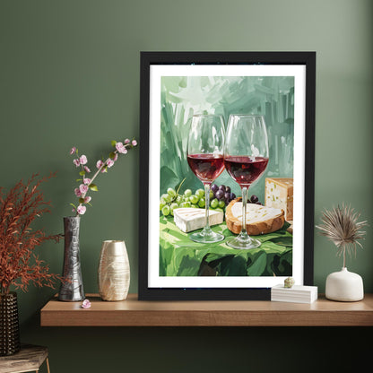 Wine and Cheese Still Life Wall Frame