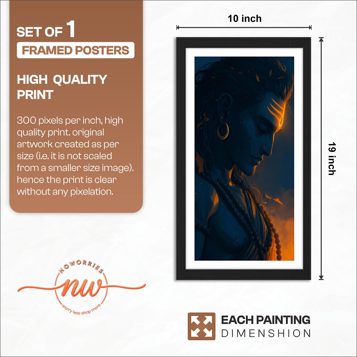Mahadev Portrait Wall Frame