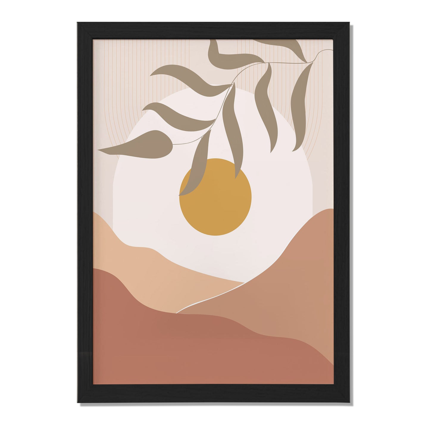 Minimalist Golden Sun Leaf Wall Art – Set of 1