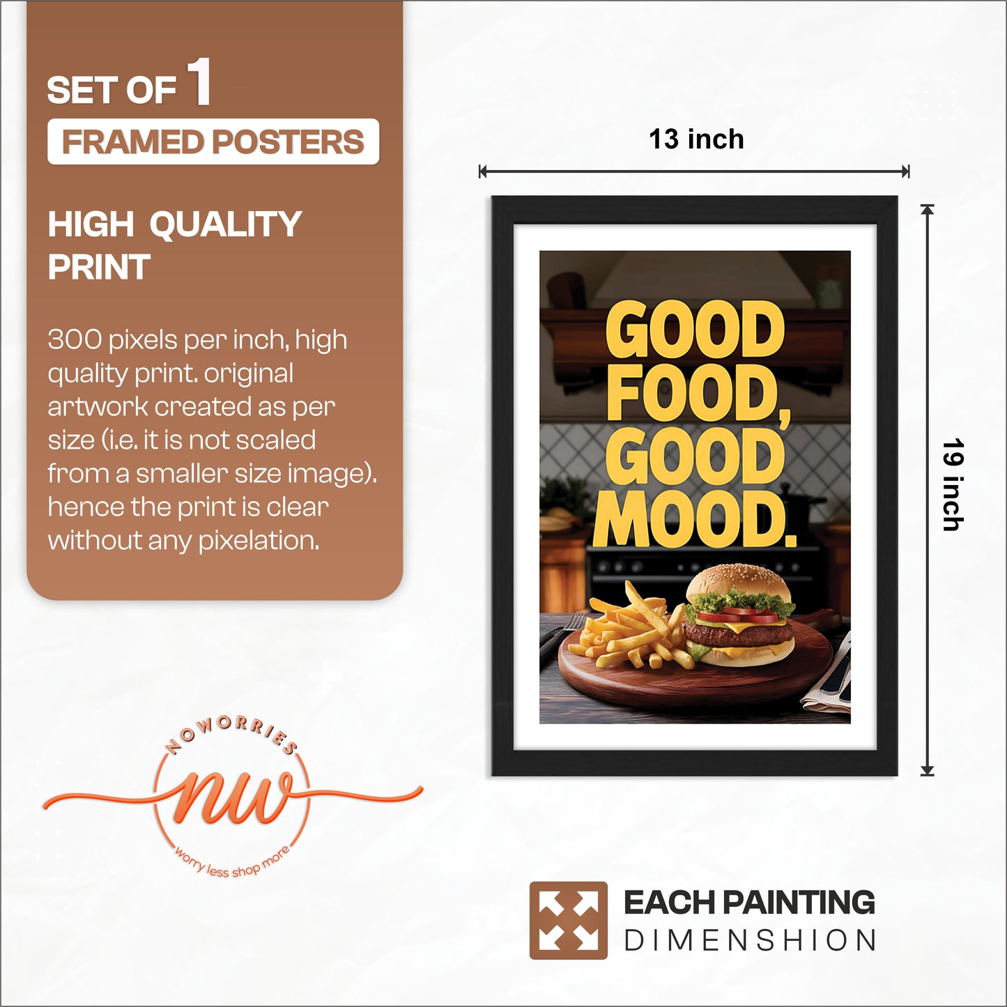 Good Food Good Mood Wall Frame Set of 1