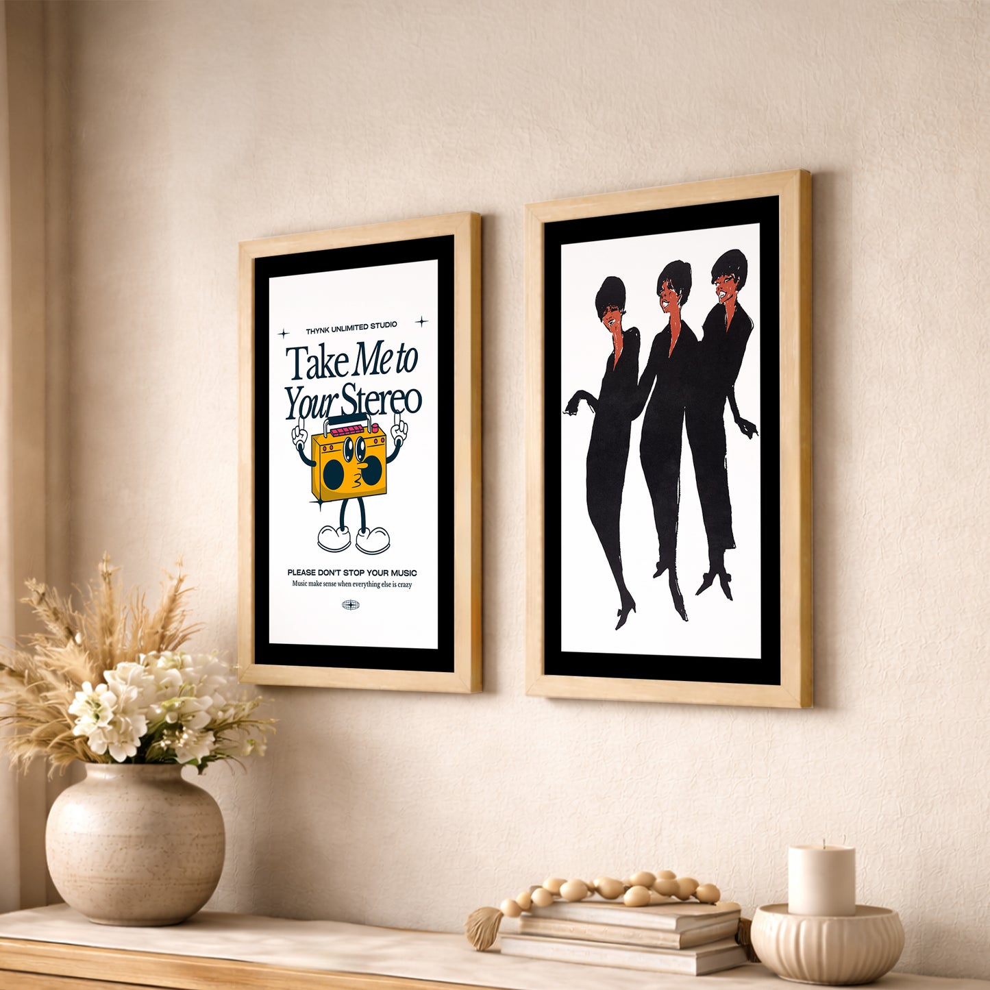 Retro Music & Soul Sisters Wall Art Set